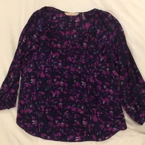 Rebecca Taylor Navy and Pink Silk Blouse Size 0